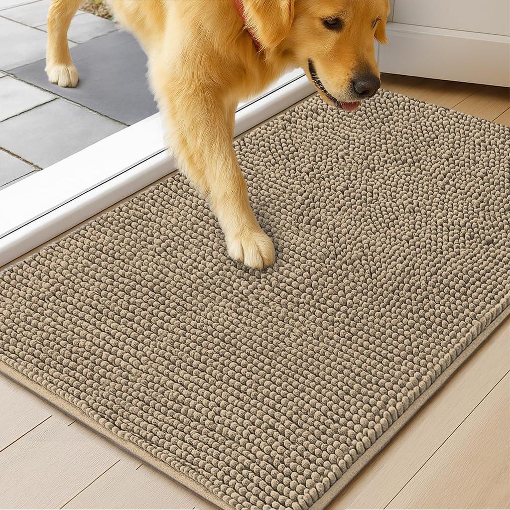 Nepromokavá podložka pro psy – Ultraabsorpční mikrovlákno, Protiskluzová podložka TPE, Rychleschnoucí – 16x24" Vstupní rohožka do interiéru pro domácí mazlíčky – Omyvatelná, 14 barev