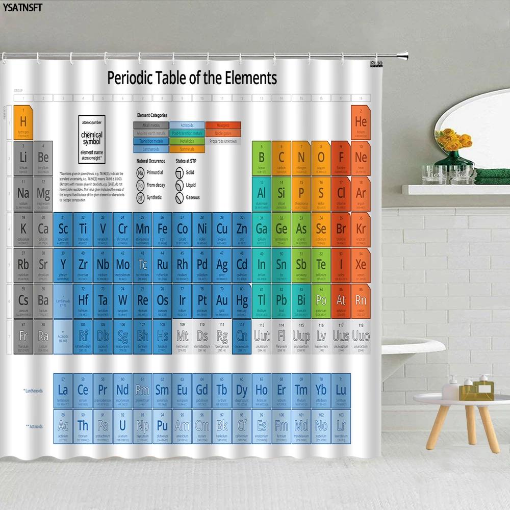Creative Element Periodic Table Shower Curtain Modern Style Chemical Digital Pattern Bathroom Supplies Cloth Curtains Decoration
