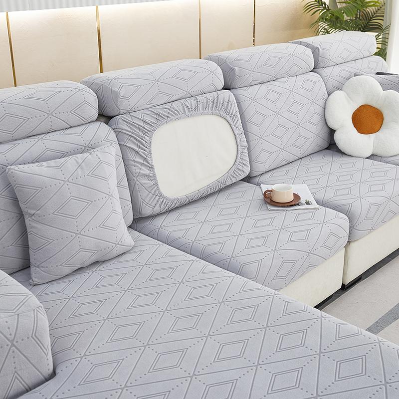 Oblique Grid Elastic Sofa Cover, Jacquard Sofa Seat Cushion Covers, Stretch Couch Cover, Living Room Sofa Slipcovers, Washable