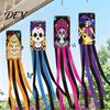 Weather Resistant Garden Streamer Day of The Dead Windsocks, Dia De Los Muertos Hanging Flag, Floral Party Supplies Skull Wind Socks with Flowing