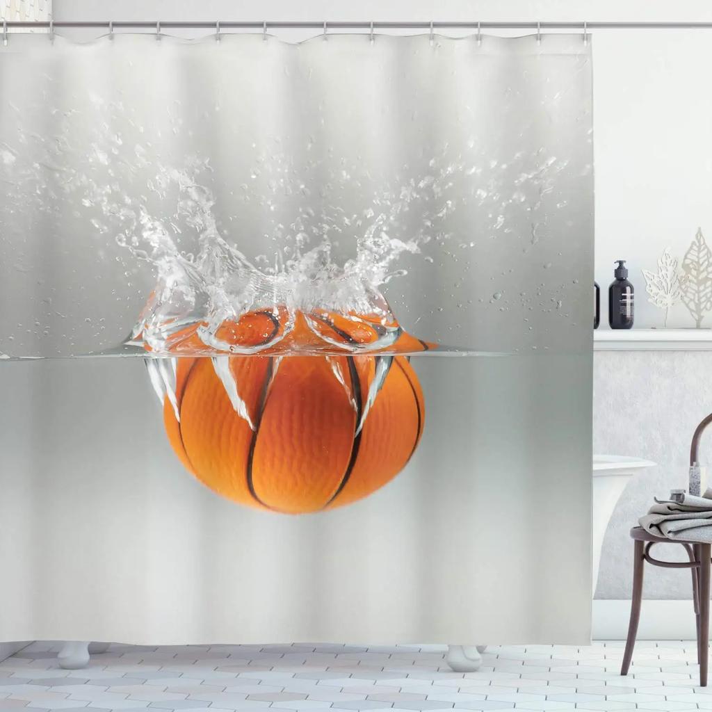 3D Basketball Shower Curtain Sets For Boys Teens Athlete Gym Theme Sports Bathroom Curtain Polyester Waterproof Shower Curtain