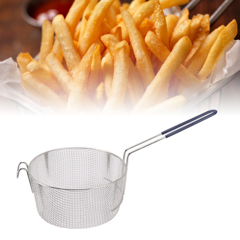 Frying Basket Stainless Steel Handle Reusable Rust Resistant Fry Net for Fish Chicken Nuggets