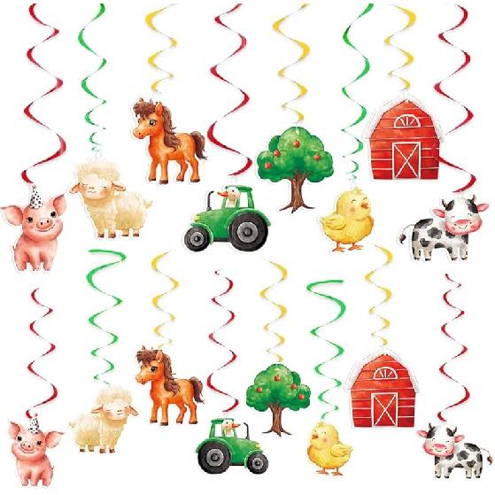 WERNNSAI Watercolor Dinosaur Party Hanging Swirl - 24Pcs Dinosaur Party Decorations for Girls Kids Birthday Baby Shower Foil Whirls Ceiling Streamers