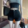 Women's Loose-Fit Ripped Denim Shorts - Summer 2026 Elastic Waist, Rolled Hem, Wide-Leg Design