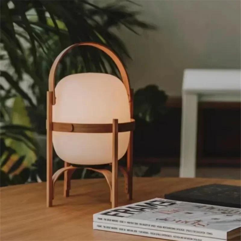 Nordic minimalist wooden LED floor lamp creative Japanese style glass lampshade bedside lamp reading home decoration table lamp