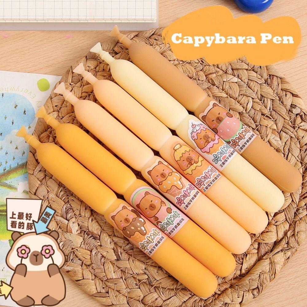 

0.38mm Gel Pen Replaceable Ink Neutral Pen Creative Capybara Fountain Pen Drawing Writing Tool Randomly one