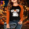 Kids' Halloween Printed Long Sleeve Neck T-Shirt for Casual Wear