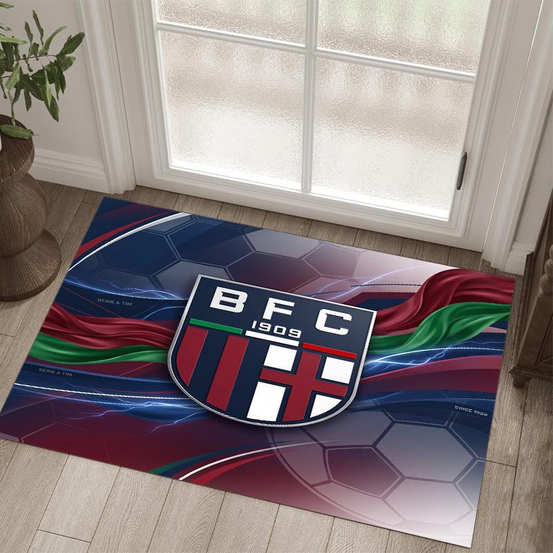 Bologna FC Design Crystal Velvet Carpet Cozy Non?Slip Printed Rug For Bedroom Living Room Entrance