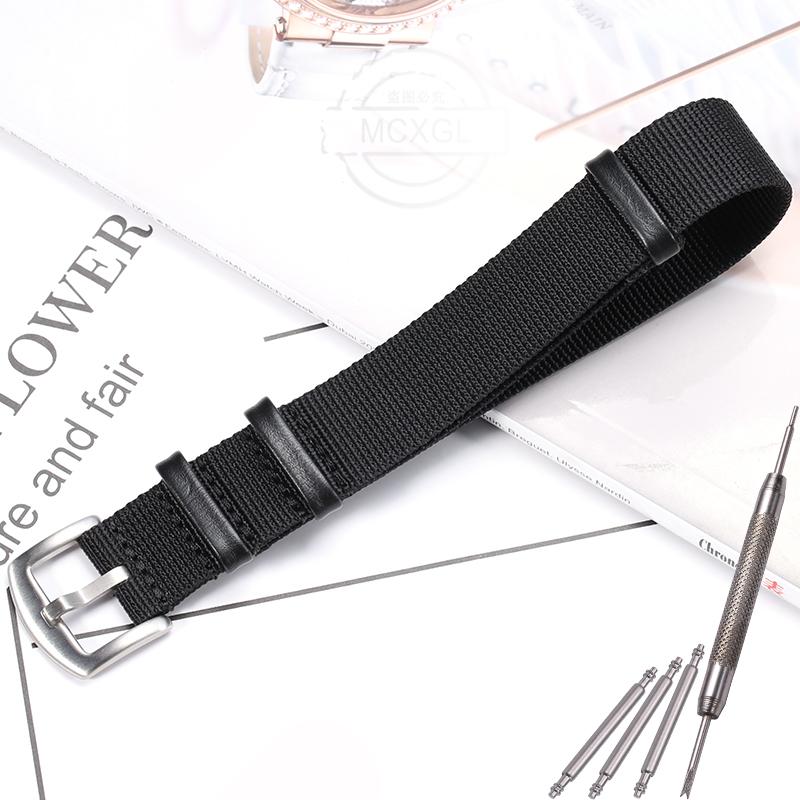 20mm 22mm Fashion Nylon Catch Leather Strap Men Women Canvas Watchband Bracelet Replacement Wrist Watch Accessories