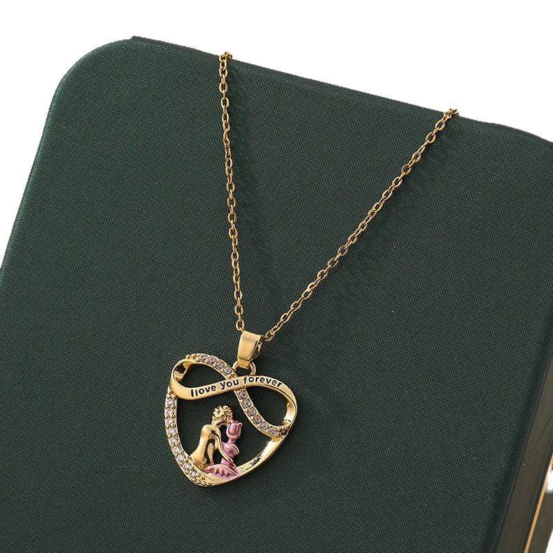 Titanium Steel Mother-Daughter Necklace – Elegant, Diamond-Studded, Personalized Jewelry Gift for Mother's Day