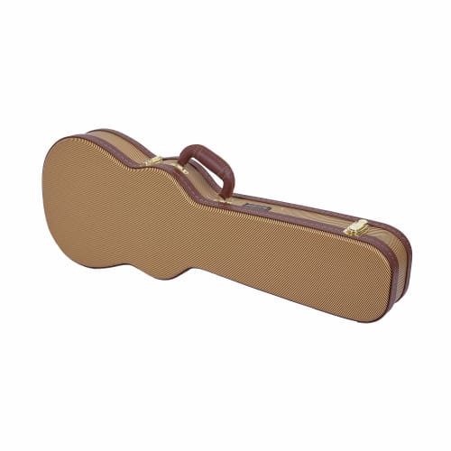 Crossrock Wooden Ukulele Case for 30/31-inch Baritone Ukuleles | Stainless Steel Latch, Sponge Interior, Storage Space, Vinyl Tweed (CRW600BUTW)