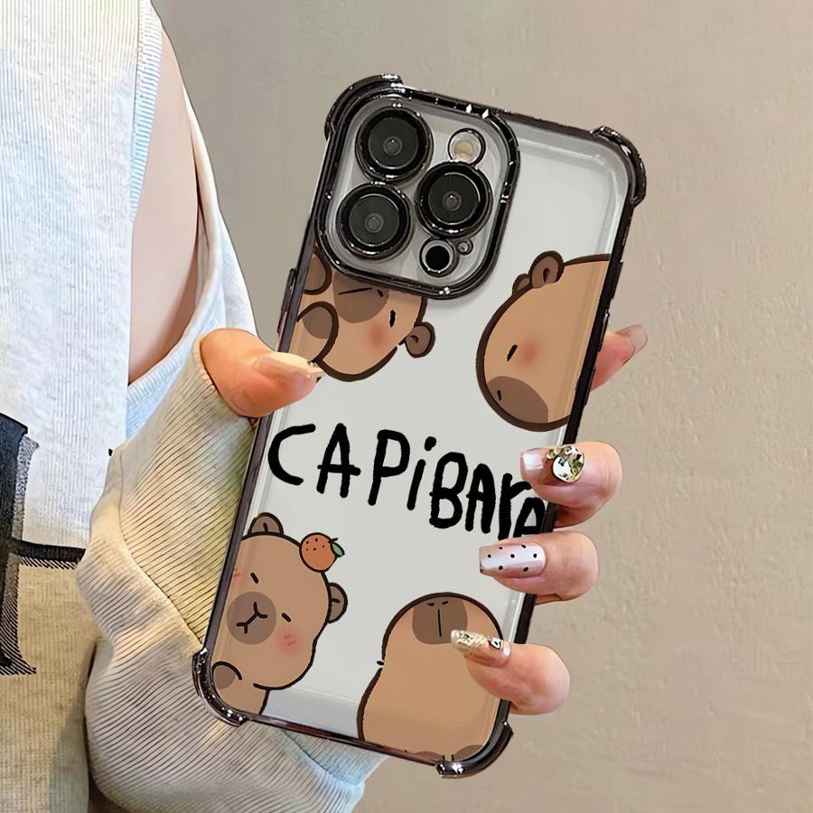 

Soft Phone Cover Case for iPhone 15 Plus 16 Pro Max 13 11 14 12 Cartoon Capybara iPhone 12