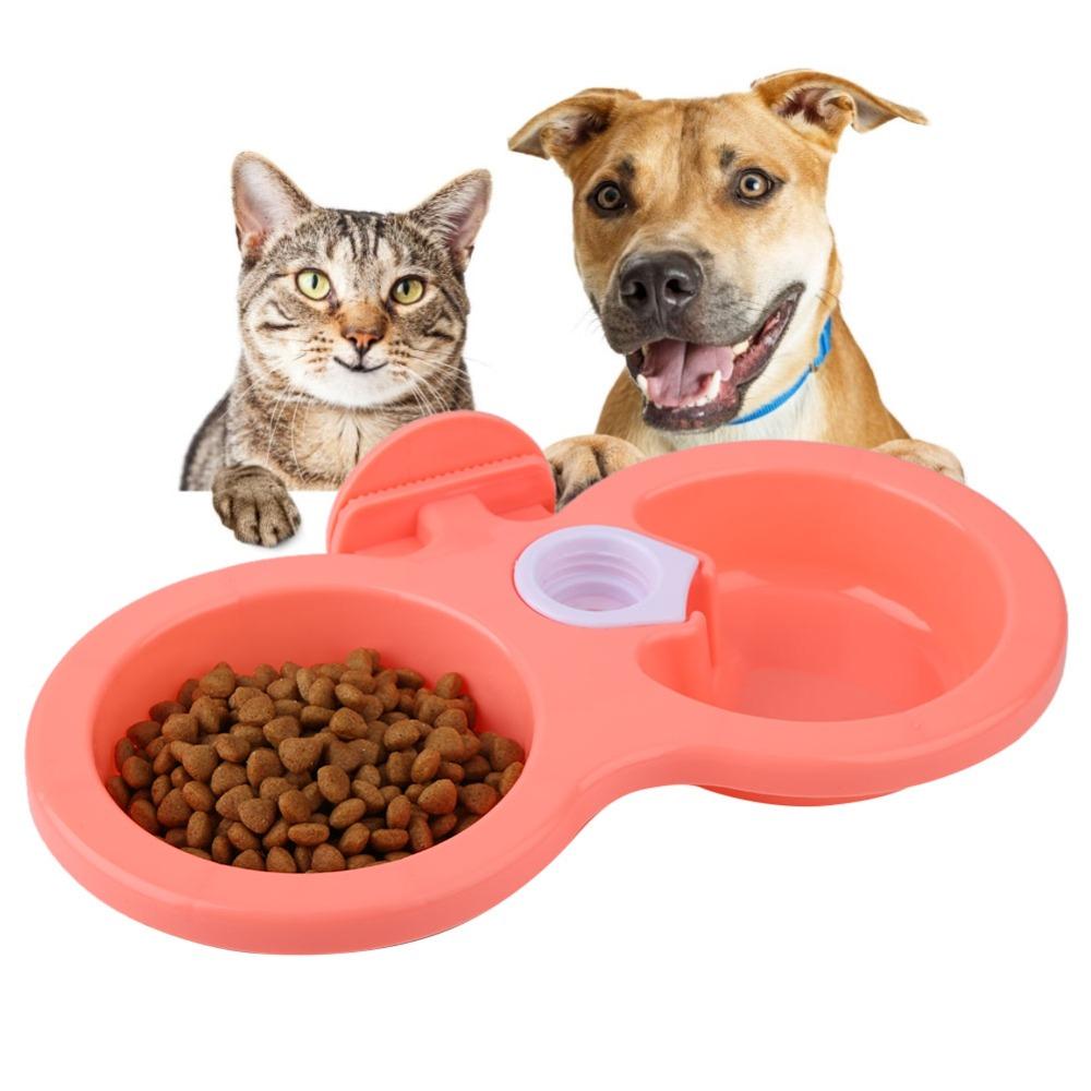 Durable Polymer Hanging Pet Bowl Double Compartment Pet Feeder Cage Dog Bowl Water Dispensing