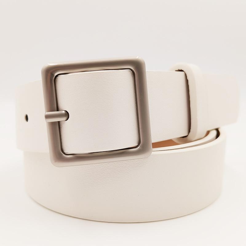 Simple and Versatile Square Buckle Pu Popular Belt Fashion Belt Retro Student Belt