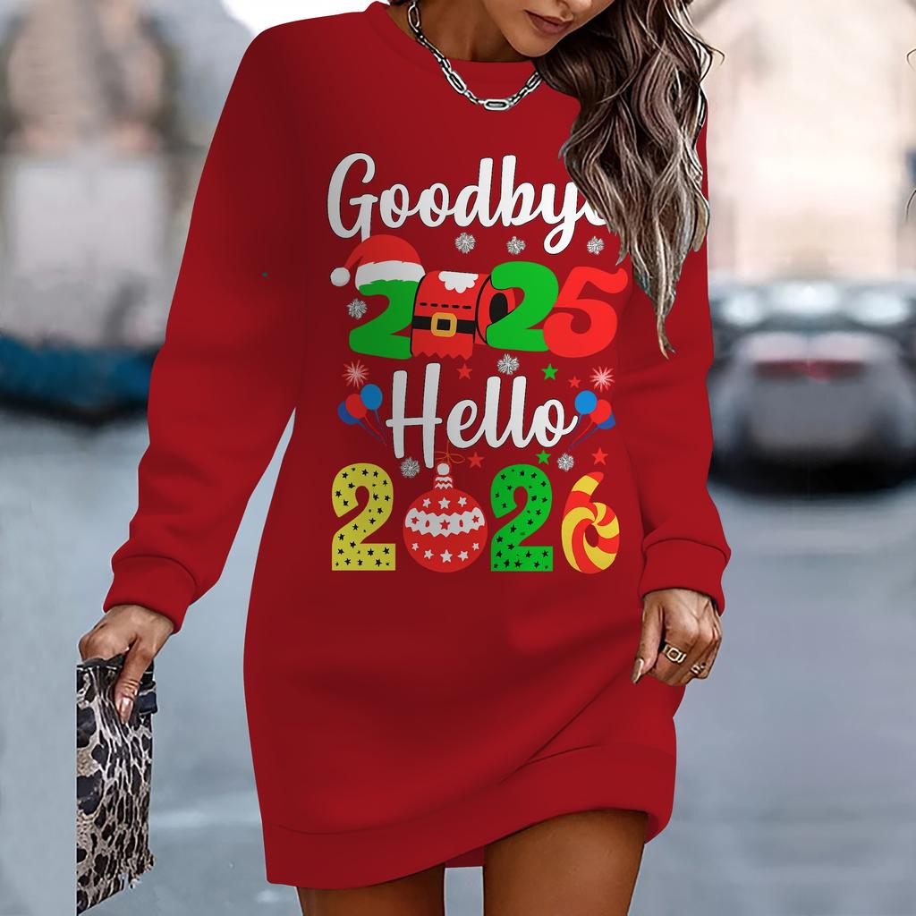 Ladies' Elegant, Fashionable, Trendy and Casual Hoodie,New Year Element Printed Three-dimensional Cut Women's Long Red Hoodie