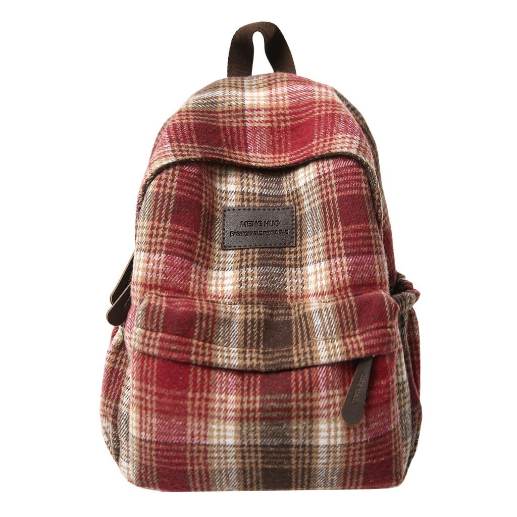 Schulranzen Rucksack weiblich Koreanische Version Herbst und Winter Neu Retro Karomuster Rucksack Japanischer Mädchenstil College-Student Literarisch und vielseitig