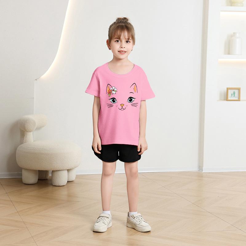 T-shirt décontracté à manches courtes pour enfants - T-shirt d'été ample pour filles avec nœud