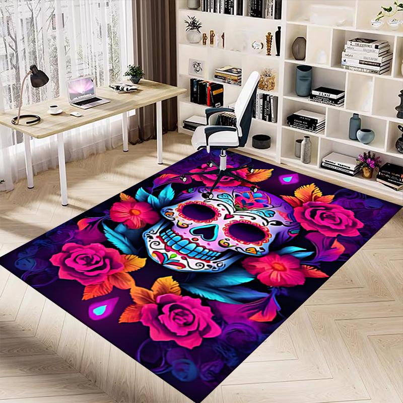 1pc sugar skull flowers Carpet, Office Rug Outdoor Mat Home Decor Area Carpet Festival