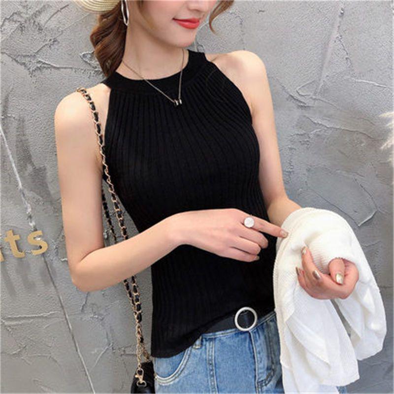 

Plus Size Ice Silk Halter Neck Camisole Vest (80-200 Jin) - Knit Sleeveless Base Layer T-shirt 2026 S (80-95 Jin)