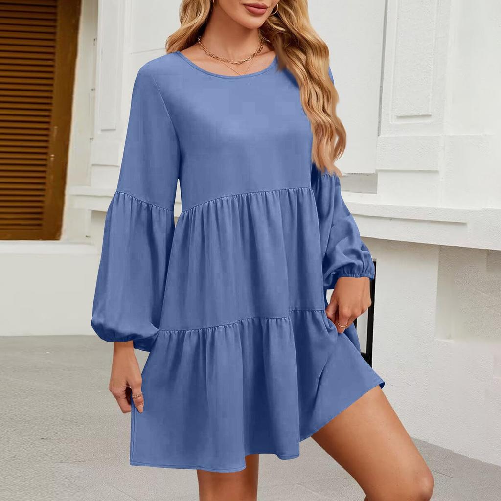 A Fashionable Solid-colored Loose Dress For Ladies