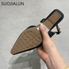 Fashion SUOJIALUN 2025 Spring New Shallow Slip On Women Slingback Shoes Soft Casual Ladies Sandal Shoes Flat Heel Outdoor Dress Mules