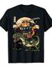 Heren Samurai Kat op T-Rex Dinosaurus Anime Grafisch T-shirt - Japanse Ukiyo