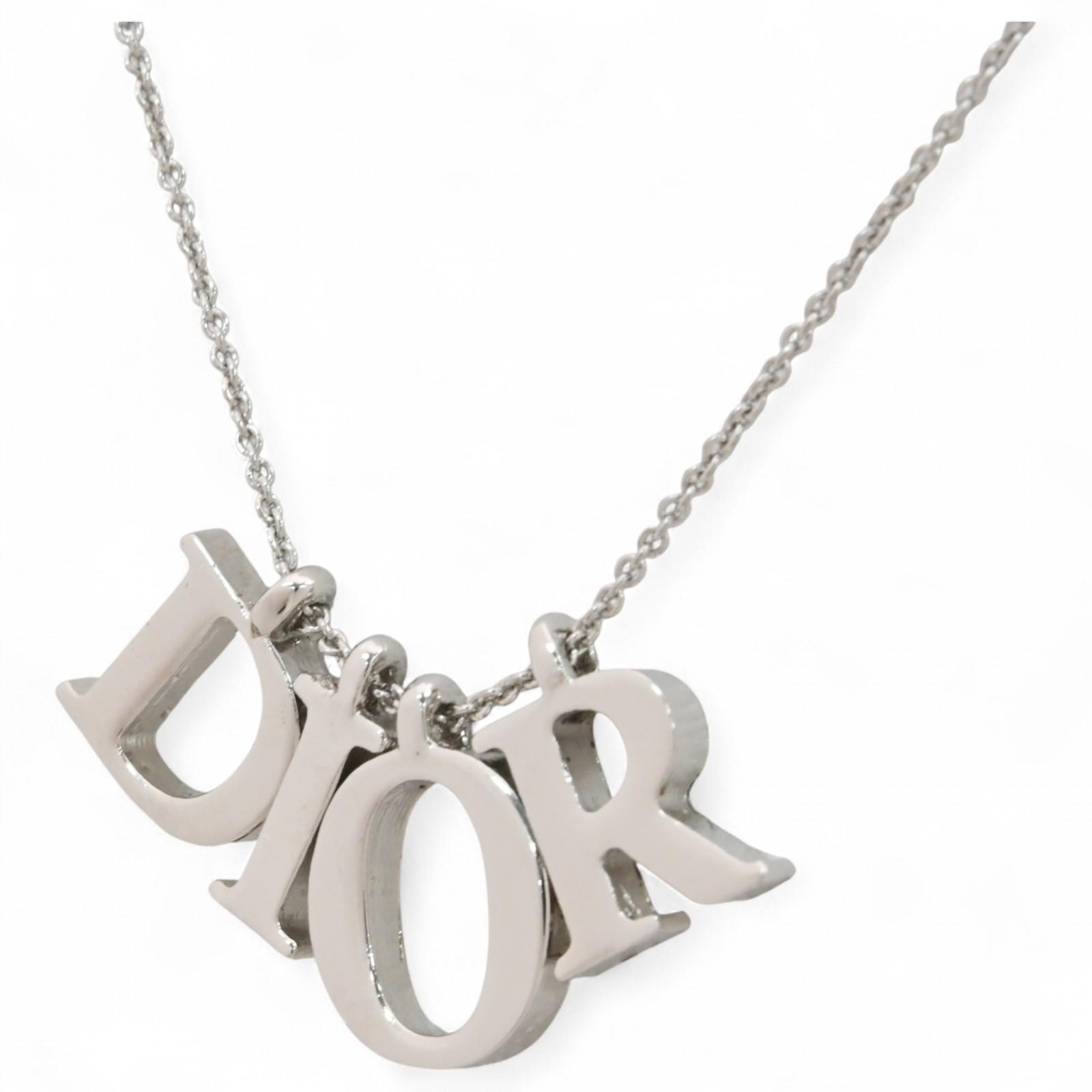 

Auth DIOR Necklace DIOR logo Silver di4105cc
