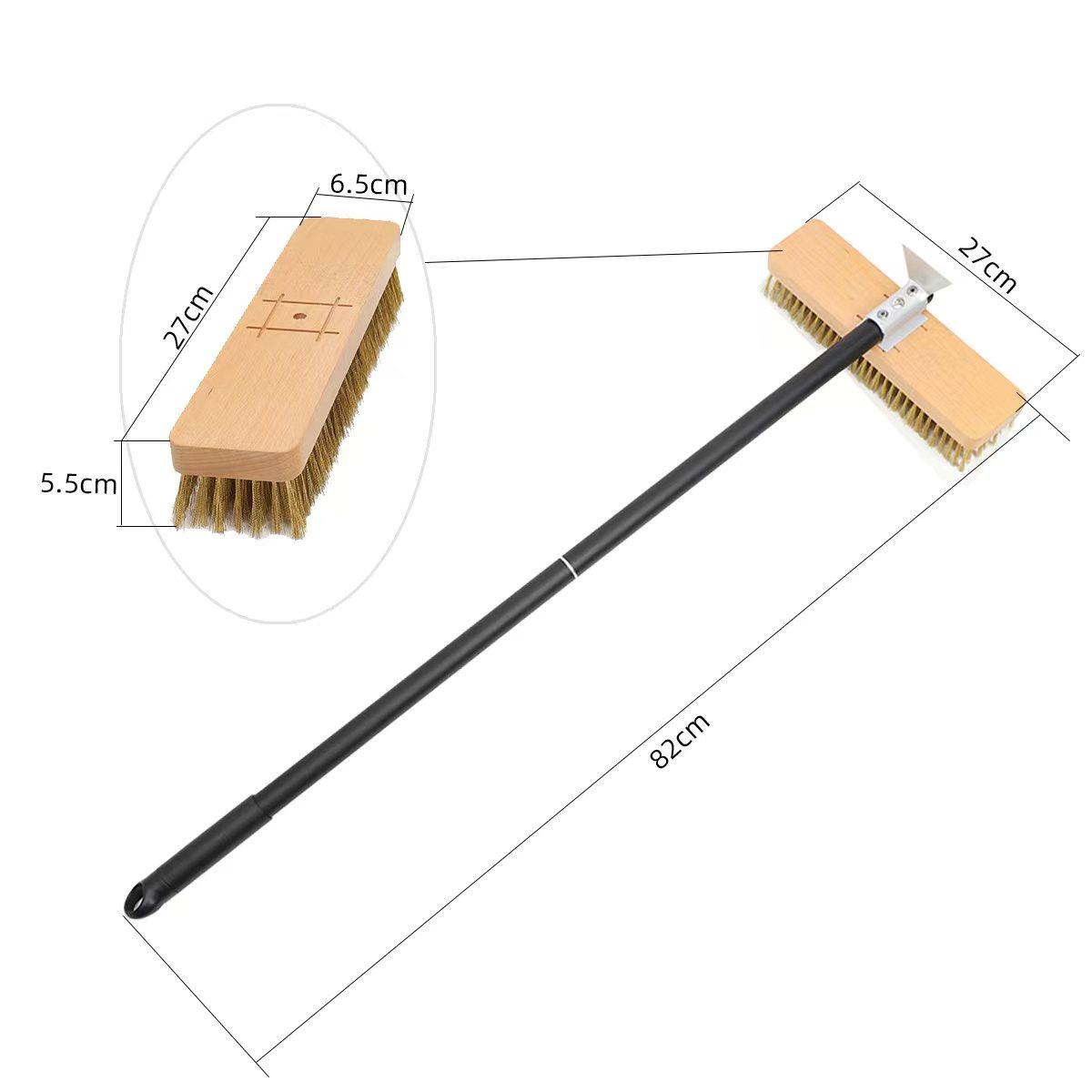 

Щетка для чистки духовки для пиццы, медная щетка для плиты, щетина из латуни, дерева, длинная ручка, щетка для чистки гриля, маленькая духовка, кухонный инструмент