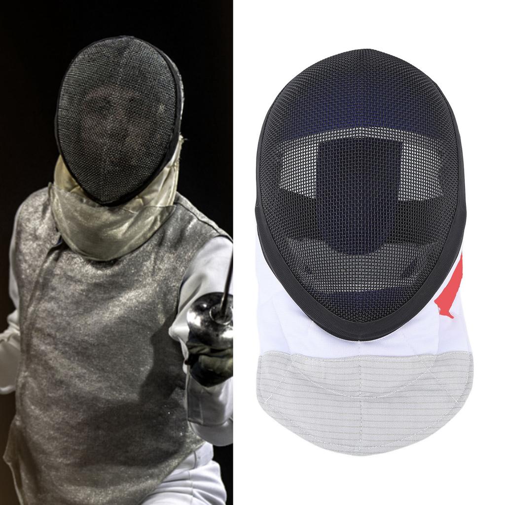 Fencing Sports Mask Fencing Protective Helmet with Padded Bib for Daily Practice and Competition Black
