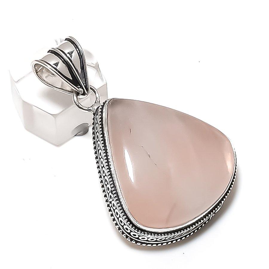 

Кулон из розового кварца ручной работы, ювелирное изделие из стерлингового серебра 925 пробы, 2,01 дюйма D4O21