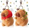 Kapybara Plyschleksak Kawaii Gosedjur Fluffig Kapybara Med Jordgubbe Sköldpadda Slap-armband nyckelring Födelsedagspresent