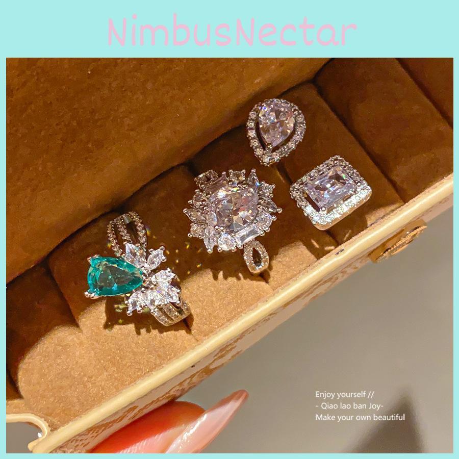 Geometric Zircon Oval Ring For Women Elegant Fashion Jewelry Gift
