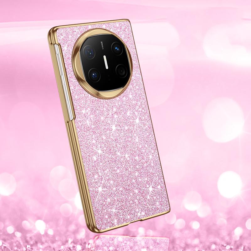 For Huawei Mate X6 Case Slim Shinny PU Leather Electroplating Phone Case Cover For Huawei Mate X5 X6