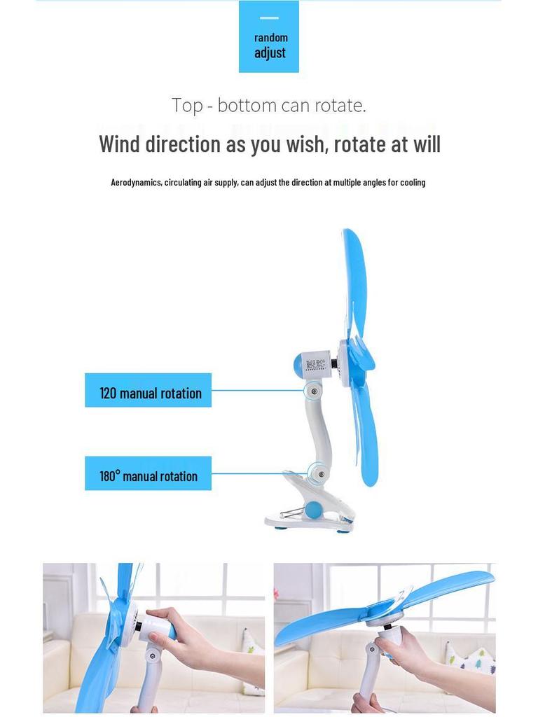 Jiapeng Kompaktowy wentylator stołowy z klipsem - Energooszczędny wentylator letni do akademików i biur