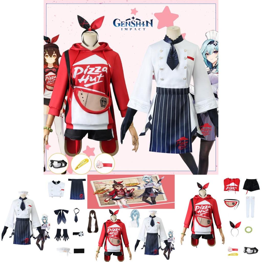 Exquisite Genshin Impact X Pizzahut Amber Eula Wig Cosplay Costume For Halloween