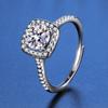 925 Sterling Silver Moissanite Love Ring, PT950 White Gold Plated, Colorfast Luxury Women's Band