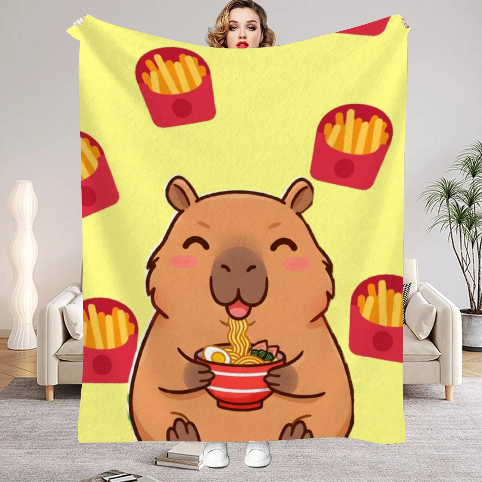 

1Pc Red Digital Printed Capybara Style Flannel Blanket Mattress Cover Blanket for Family BedsSofasOfficesOutdoor Camping 75x100cm (30x40inch)