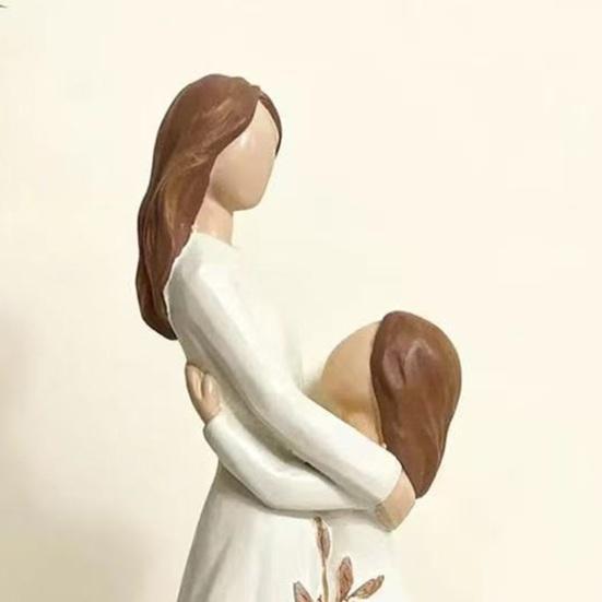 Ornament Three-Dimensional Texture Mother-Daughter Embrace Symbolizing Family Ties Synthetic Resin Hug Sculpture