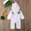 Baby Girl 3D Unicorn Flanell ropa bebe girls Cartoon Hette varm glidelås Jumpsuit Newborn Romper Clothes