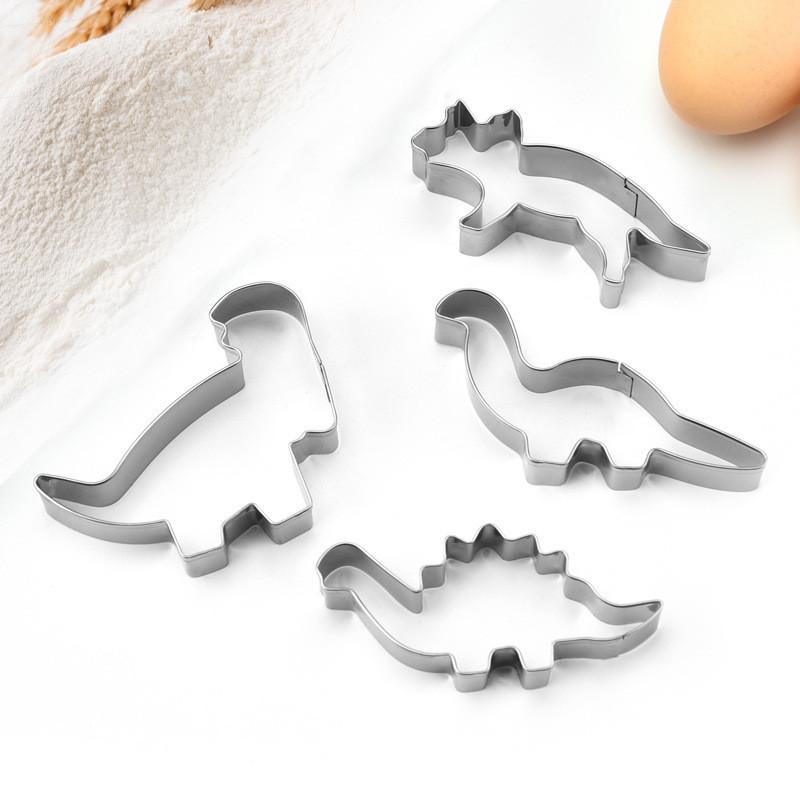 4Pcs/Set Stainless Steel Dinosaur Fondant Cake Cookie Biscuit Cutter Decorating Mould Pastry Baking Tools Cookie Cutter Set