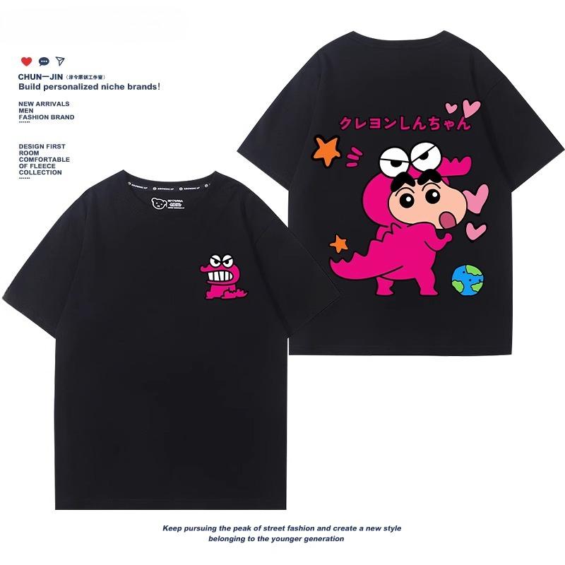 Crayon Shin-chan Co-branded Waniyama San Graphic T-shirt Summer 100% Cotton Cute Women T-shirt Fashion Loose Couple T-shirt