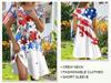 Women's Casual Fashion Round Neck Short Sleeve Independence Day Printed Midi Dress