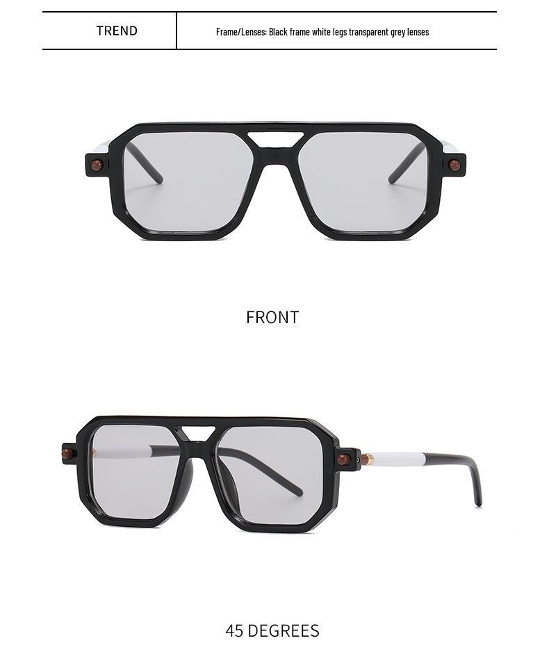 Trendy European & American Thick Frame Double Beam Square Sunglasses for Men & Women
