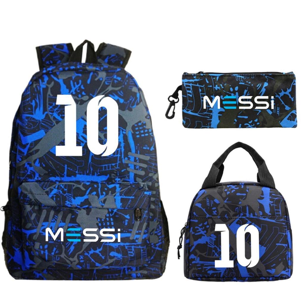 Football Star Peripheral Printed Backpack, Primary And Secondary School Children'S Three-Piece Simple Schoolbag