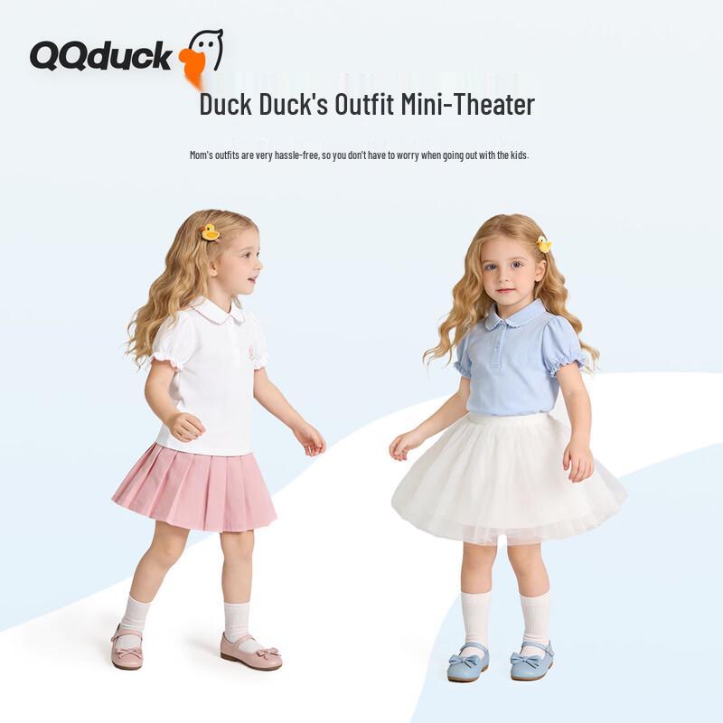 QQ DUCK Girls' Tulip Doll Collar Short Sleeve Polo T-shirt