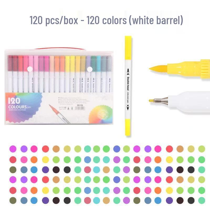 Water-based Double-ended Watercolor Pen Set with Colored Fine Liner and Soft Tip