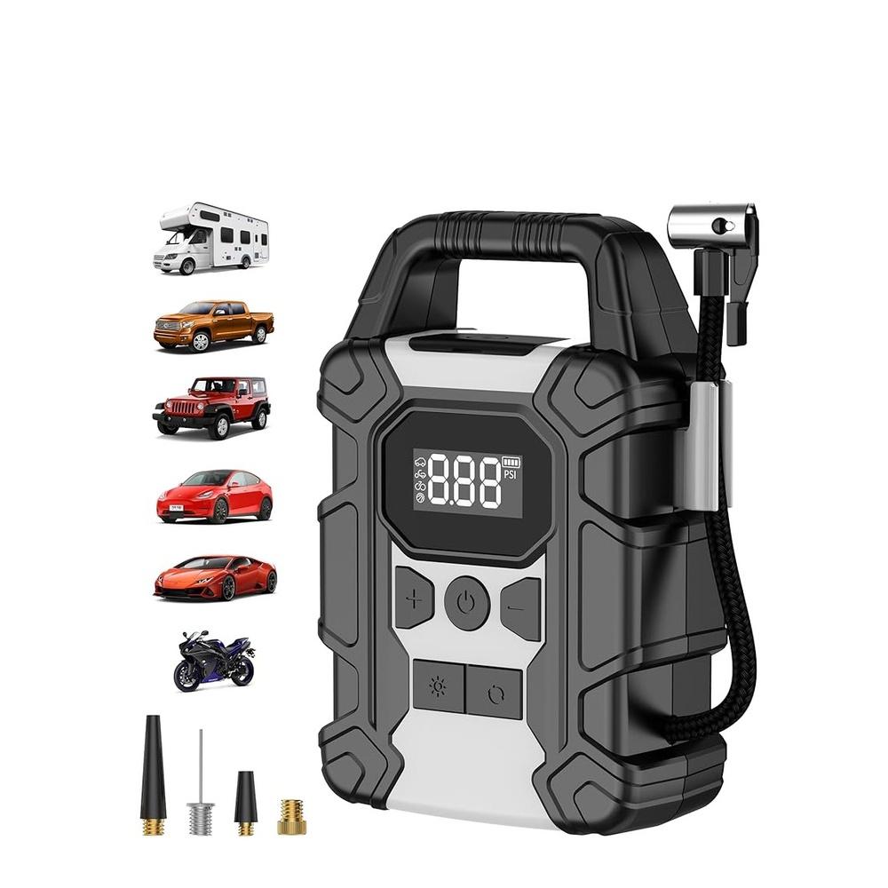 

Digital Car Tyre Inflator Portable Tire Inflator Electric Air Compressor with 25mm Cylinder/7800mAh Battery Power Bank/Auto Stop/LED Light/LCD Screen