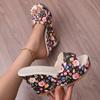 Fashion Floral Print Wedge Slippers Women Slip On Chunky Platform Sandals Woman Summer 2025 Thick Bottom Non Slip Outdoor Slides