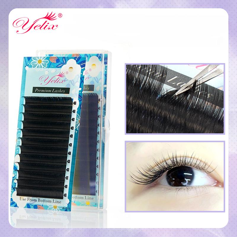 Yelix Matte Classic Volume Lash Extensions 7-16mm D+ Curl Premium Silk Eyelashes Professional Supplies for Eyelash Extension