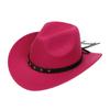 Women Men Western Cowboy Hat, Wide Curved Brim Felt Cowgirl Hat, Vintage Jazz Riding Hat, Removable Hat Belt, Head Circumference 56‑58cm